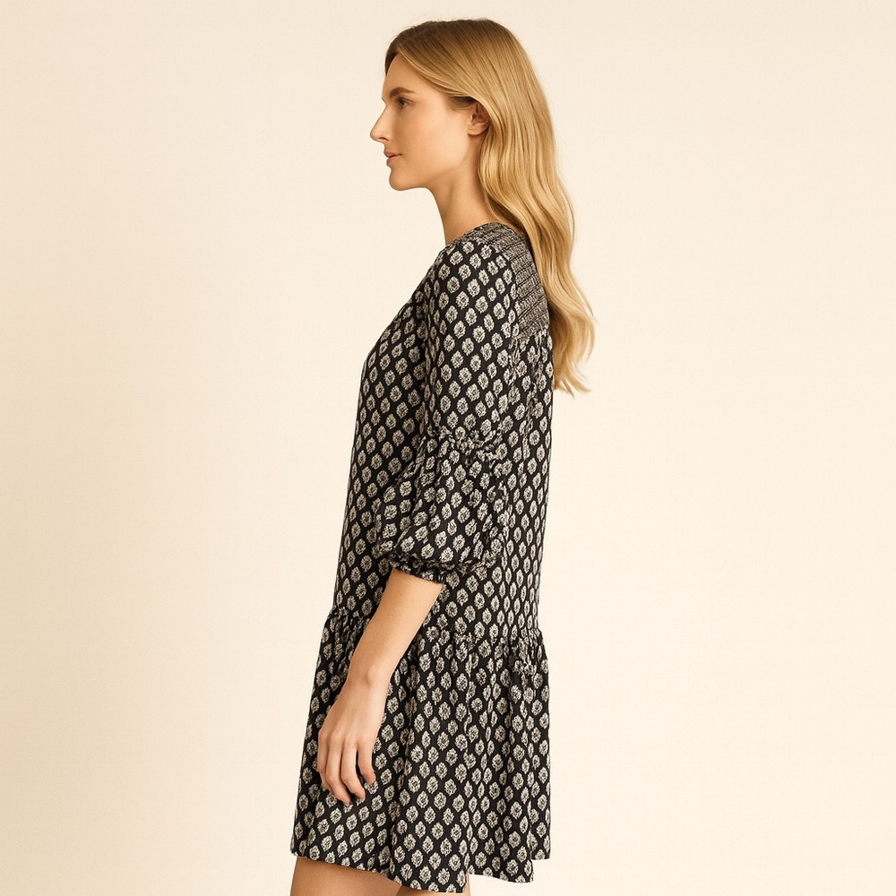 Joie Sz S Hagi Caviar Drop Waist‎ Dress Floral Office Party Black Wedding $159 - Picture 3 of 11
